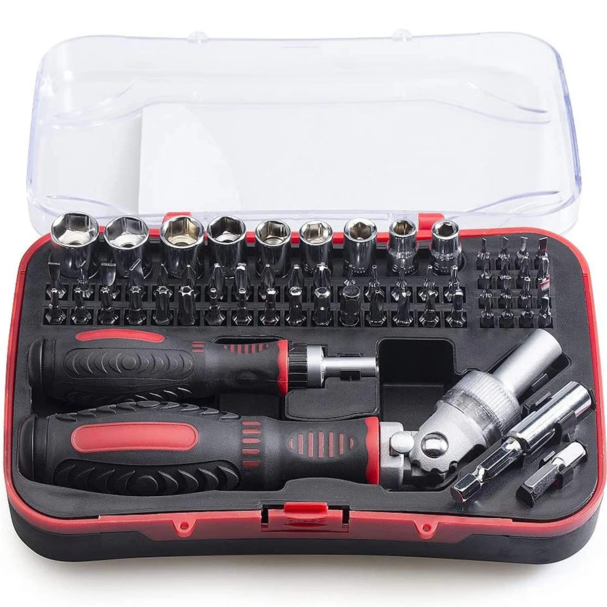 61 in 1 Ratcheting Screwdriver Set, Magnetic Screwdriver Bit Set with Rotatable Ratchet Handles, Sockets & Bits, Household Repai