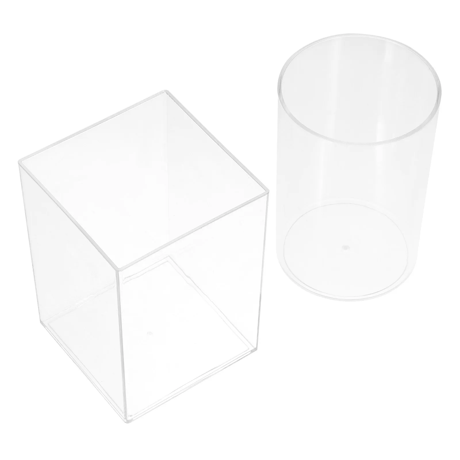 2Pcs Acrylic Clear Makeup Brush Holder Organizer Pen Rotatable Storage Desk Vanity