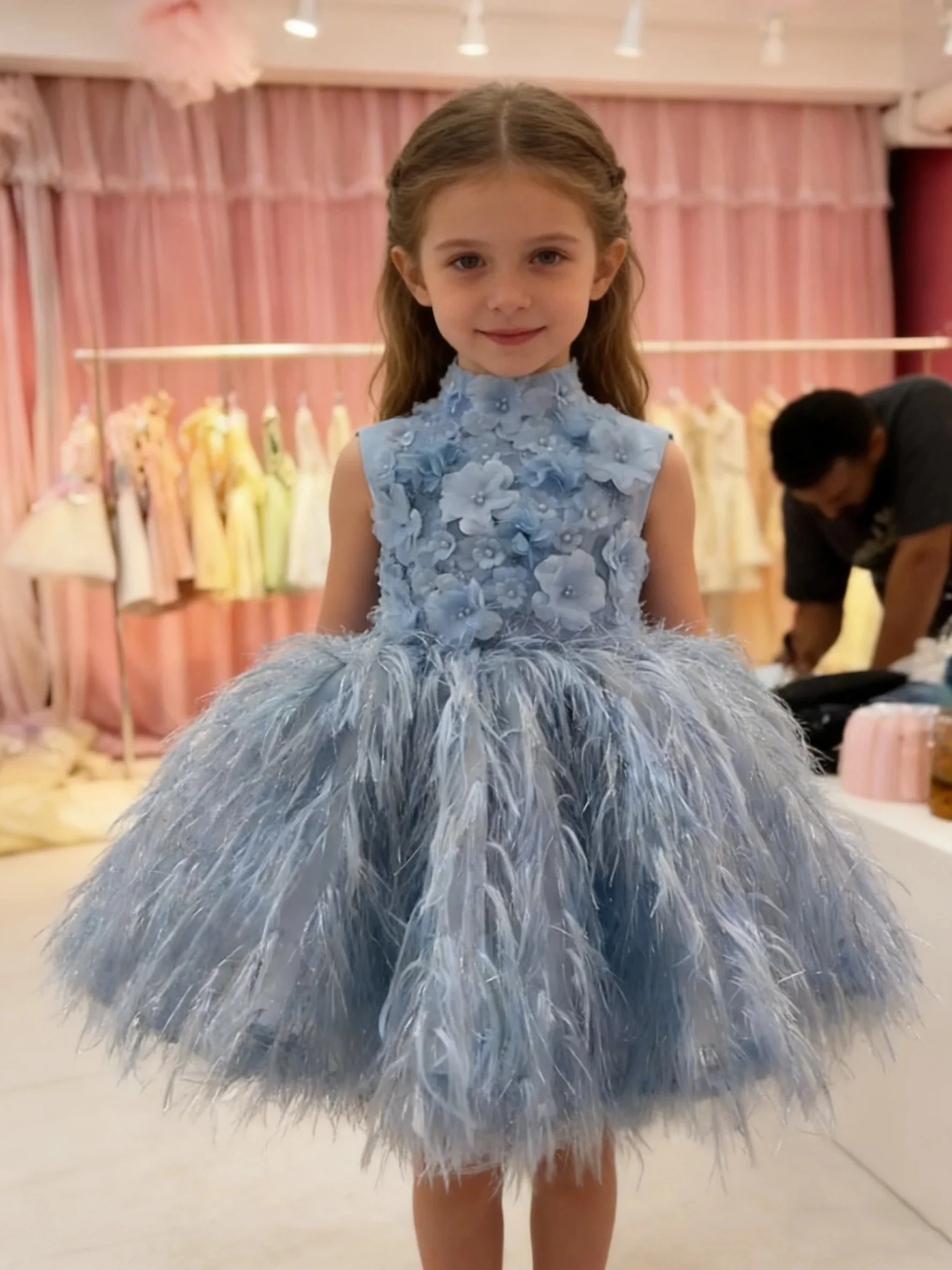 custom-flower-girl-dress-wedding-gown-birthday-party-pageant-dress-sleeveless-high-neck-3d-floral-feather-princess-dress-for-lit