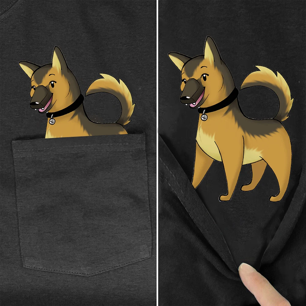 CLOOCL Fashion Animals T-shirts Pets Dog German Shepherd Pocket Tees Short Sleeve Hip Hop Tops Graphic Tee Woman Tshirts