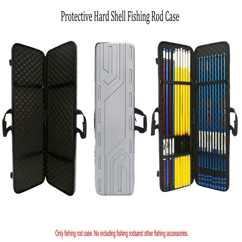 Hard Shell Fishing Rod Case Waterproof Protective ABS Hard Plastic Travel Box For Outdoor Fishing Multi Function Storage Box Bag