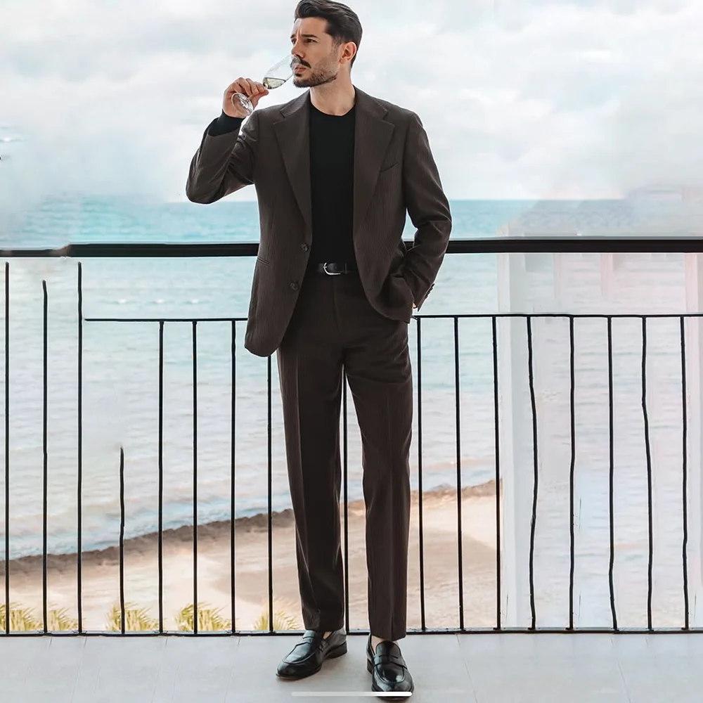 

Formal Men's Suit 2-Piece Slim Fit Jacket Pants Tailor Tuxedo Wedding Dinner Party Male Clothing Business Casual Blazer Set