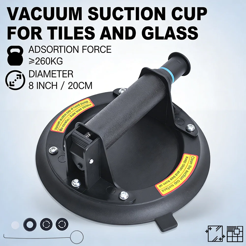

Вакуумная присоска с грузоподъемностью 260 кг, сверхмощная ручная вакуумная присоска для подъема стекла и плитки, ручной инструмент для подъема