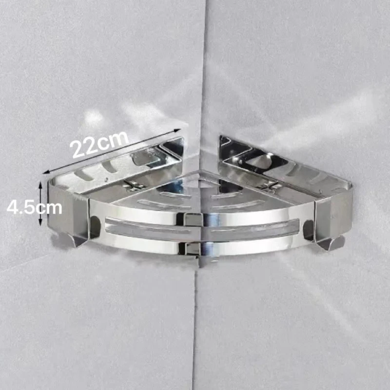 

Настенная угловая полка-органайзер из нержавеющей стали для ванной комнаты без сверления, для шампуня, душевых принадлежностей и полотенец