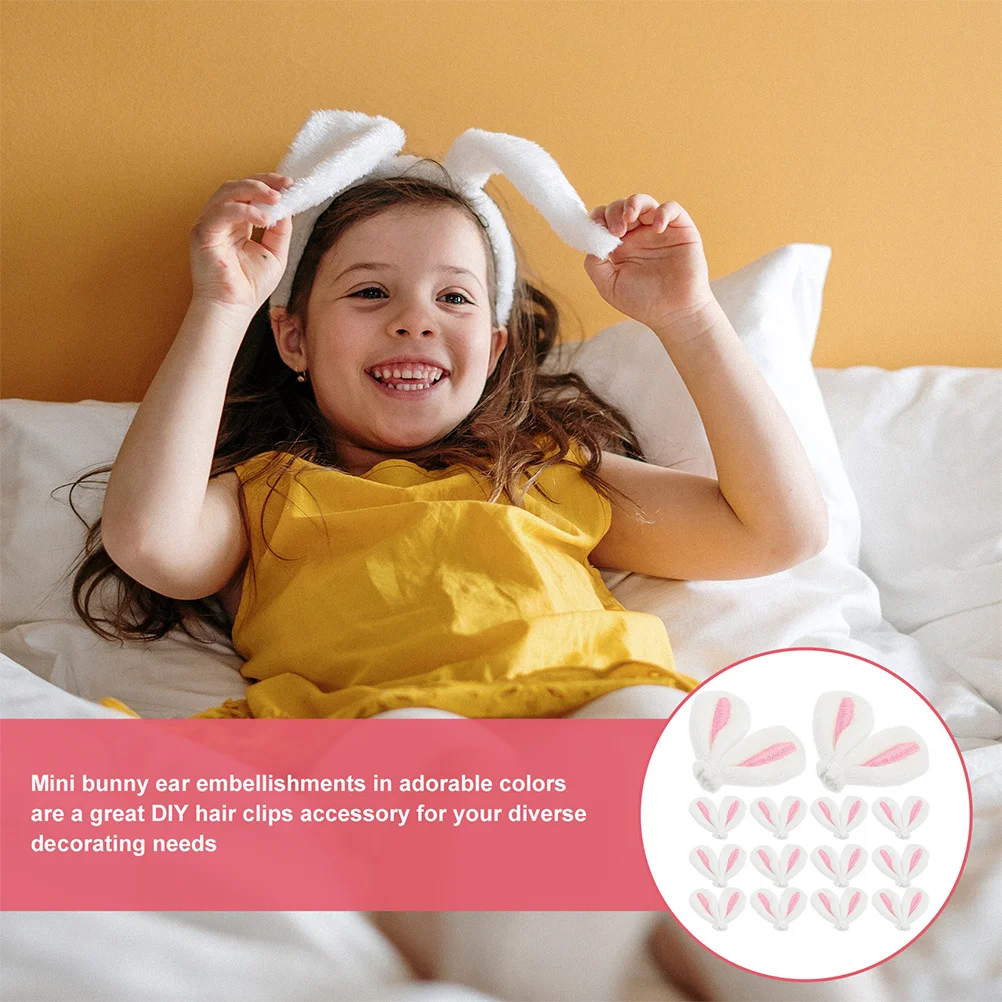 

30pcs Rabbit Ears Hairpin Fabric Charms For Diy Hair Clips Phone Case Decor Craft Supplies Bunny Ear Accessories Party Hat