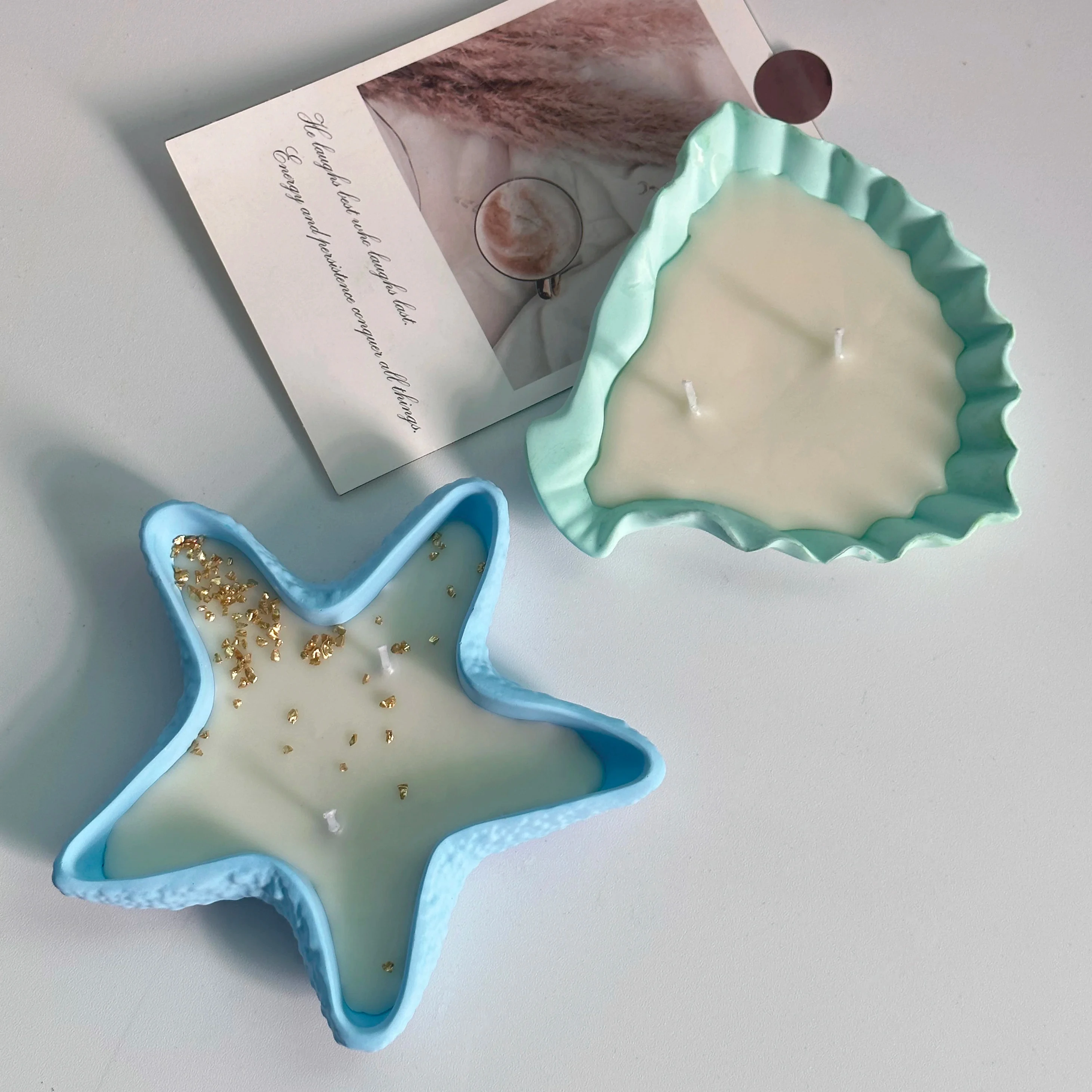 Starfish Leaf Scented Candle Silicone Mold Storage Tray DIY Cement Concrete Plaster Mold Craft Baking Cake Tool Home Decoration