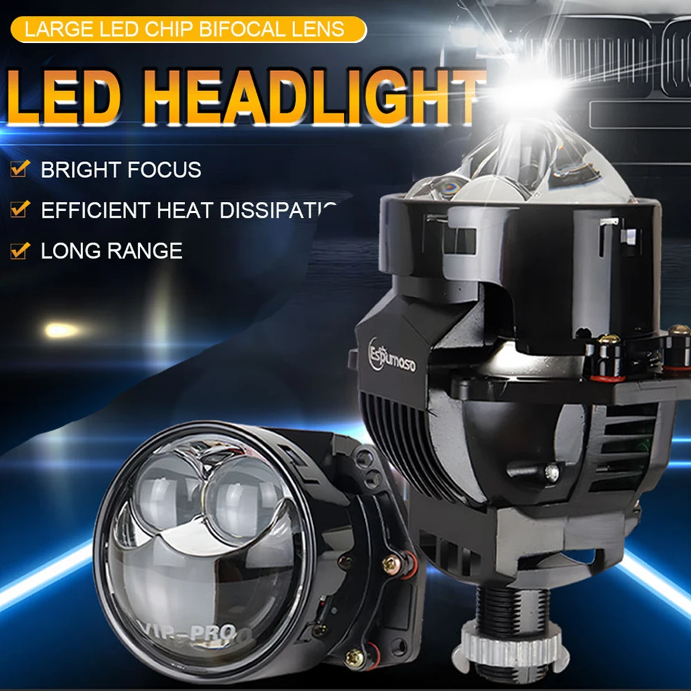 

3Inch Bi LED laser projector headlight Bulb H4 9005 9006 H7 Led Lens Light Car Lenticular Optics For Hella 3R Fan Canbus Lamp