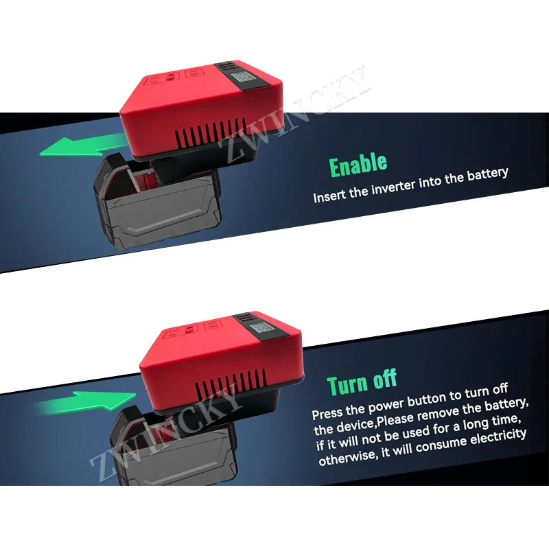 Imagem -03 - Power Inverter Gerador para Milwaukee 18v Bateria 220v Portátil Power Station com Bateria Usb Inversor Carregador Adaptador