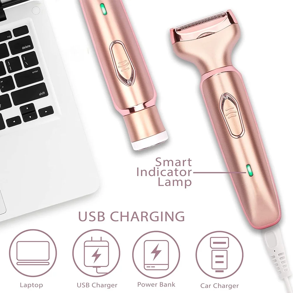 Professional 2 in 1 Epilator Electric Razor Hair Removal for Women Painless Face Shaver Bikini Pubic Hair Trimmer Machine Tools