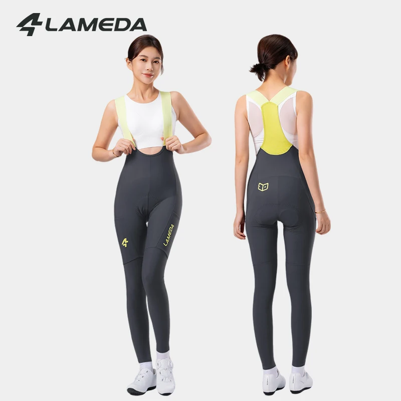

LAMEDA Thermal Woman Winter Cycling Bib Tights Fleeced Female Road Bike Bib Long Pants with Pockets 5D Padded MTB Cycling Pants