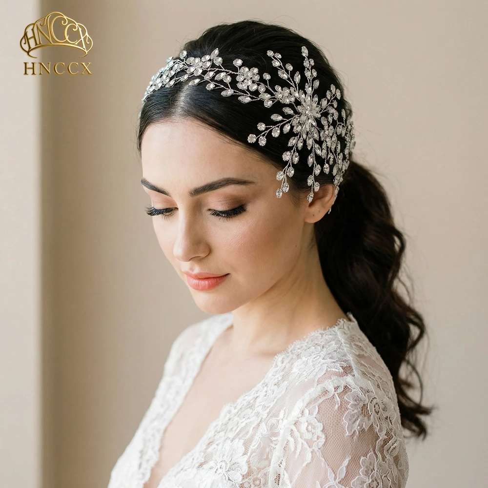 

HNCCX Luxury Rhinestone Bride Hair Vine Bling Wedding Headbands Hair Accessories Silver Color Party Headpieces For Women HP242