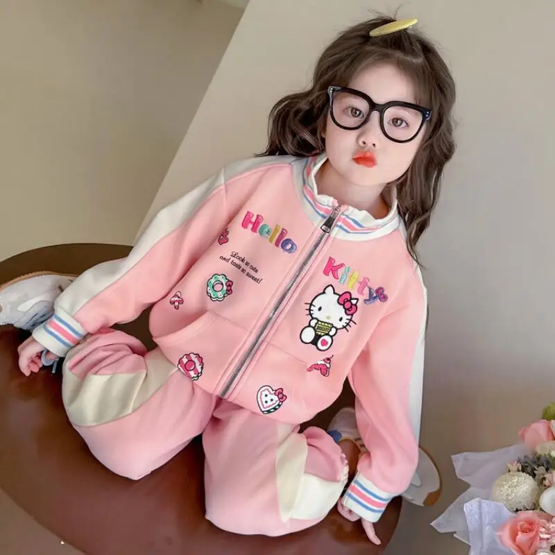 

Sanrio Hello Kitty Girl Coat Casual Baseball Jersey Autumn Girls' Clothing Spring Children Cartoon Cute Kids Children's Clothing