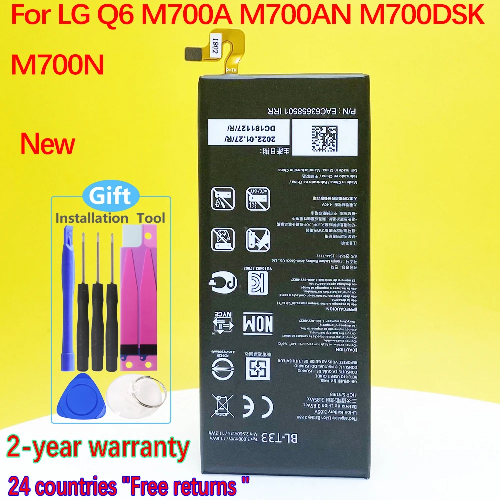 NEW Battery For LG Q6 M700A M700AN M700DSK M700N 3000mAh BL-T33 Smart Phone