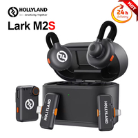 Hollyland Lark M2S Wireless Lavalier Microphone for iPhone Camera 300m Range Noise Cancellation 30H Battery for Photography Vlog