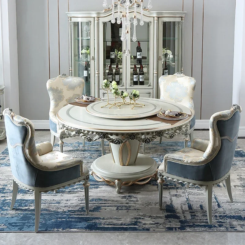 

Лидер продаж, прочная мебель для дома, деревянный антикварный классический обеденный стол ручной работы, вращающийся роскошный круглый обеденный стол с