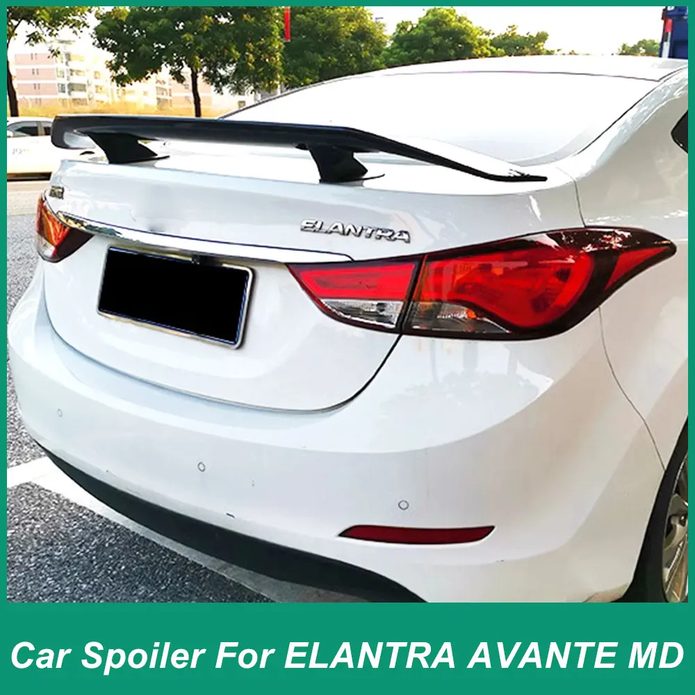 For Hyundai Langdong Elantra Leading 2014-2023 Rear Luggage Lid Spoiler Universal L-shaped Tail Wing ABS Plastic Parts Black 