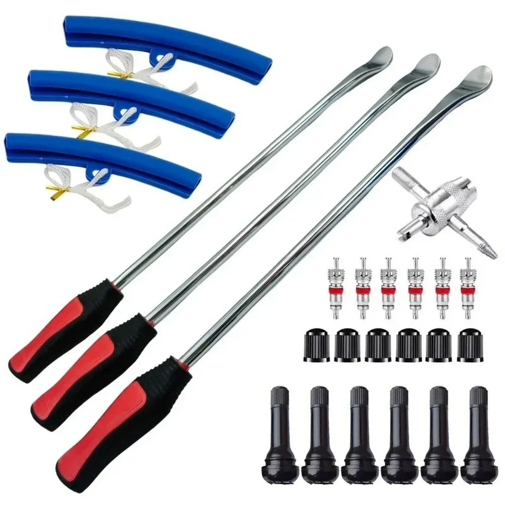 Motorcycle Tire Repair Kit Wheel Change Set Tire Pry Bar Lever Tool 25 Piece For Reliable Tire Removal Tasks On Various Vehic ﻿