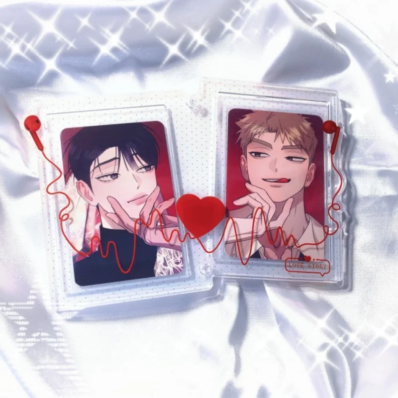 Heartbeat Love Series 3.5inch Dual Slot Acrylic Photocard Brick, Card & Badge Display Frame  for Anime Collectibles Layout Decor