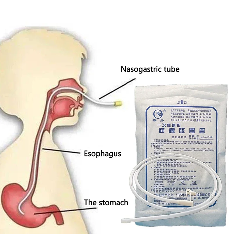 Tubo de alimentación Nasal de goma de silicona desechable para alimentos líquidos, tubo gástrico médico para el hogar para pacientes