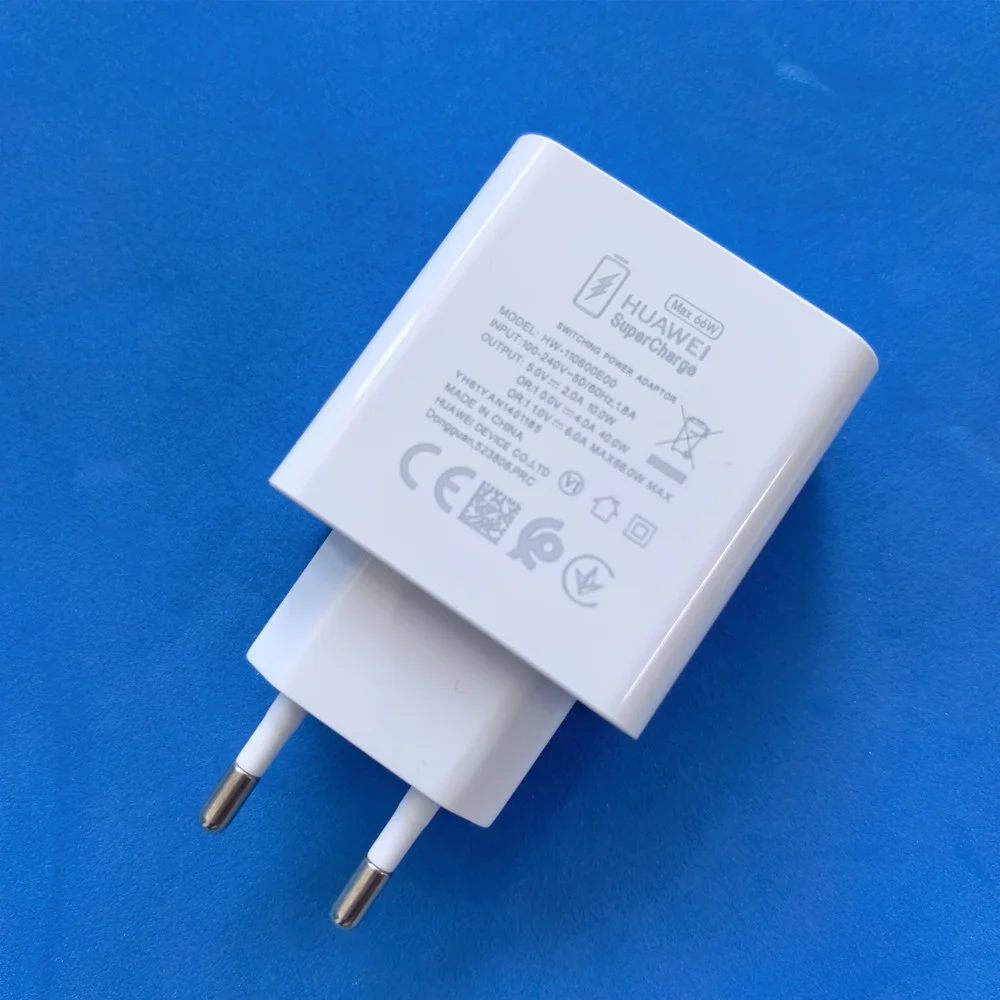 Huawei Mate X7 X6 X5 66W Supercharge Fast Charger EU Power Adapter 6A Cable For Huawei P30 P40 P50 Mate 20 30 Pro Nova 14 13 12