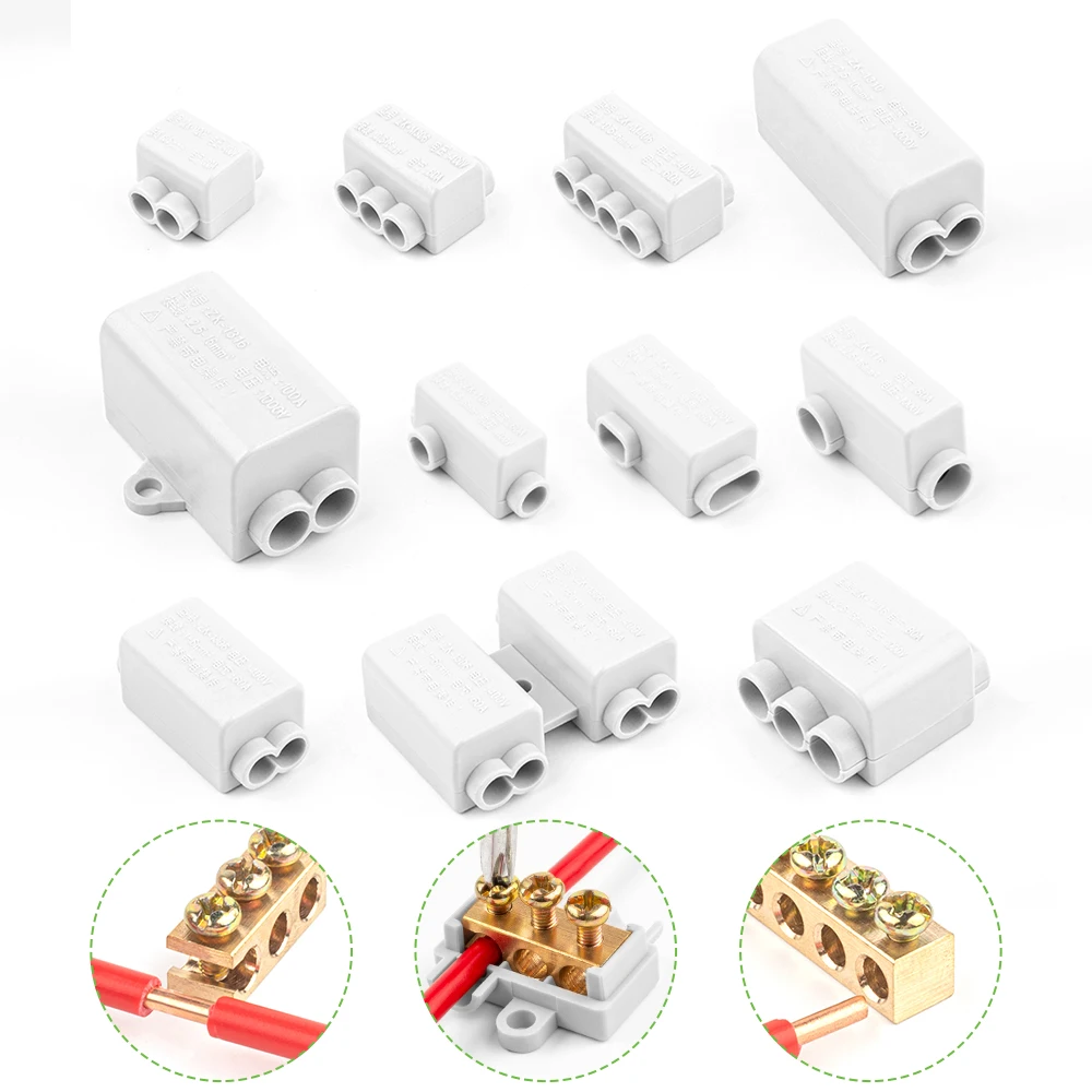 

10/25PCS 1 In multiple Out High Power Electric Cable Splicing Quick Wire Connector Junction Box Screw Wiring Terminals With Hole