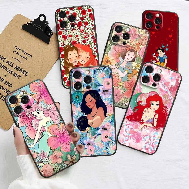 

Disney Princess Popular Art For iPhone 15 14 13 12 11 XS XR X 8 7 SE Pro Max Plus Mini Black Funda Phone Case