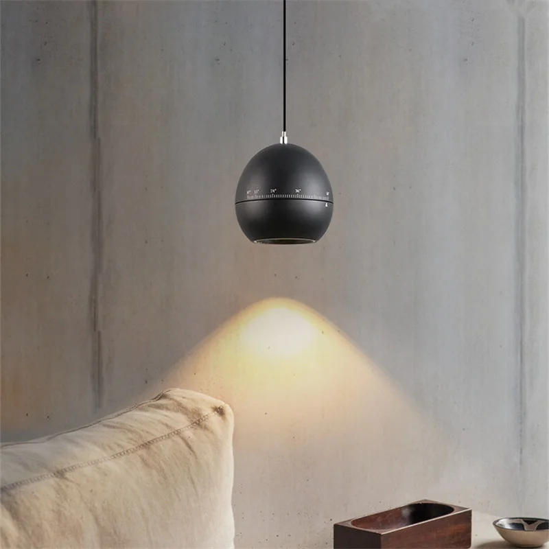 TINNY Modern Black Pendant Lamp LED Adjustable Focal Length Creative Design Bedside Hanging Light  For Home Bedroom