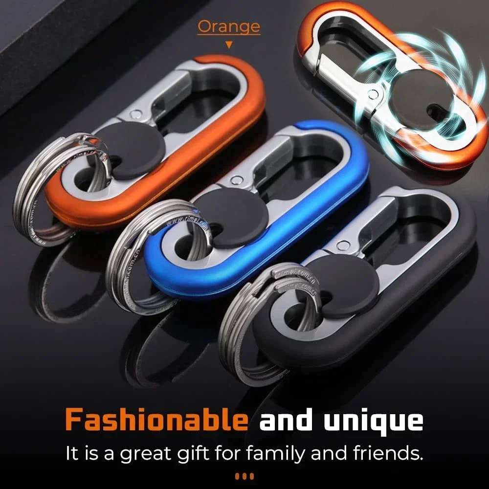 1-3pcs Men's Keychain Hook Stainless Steel Buckle Carabiner Climbing Tool Double Ring Car Fishing Key Ring Car Accessories