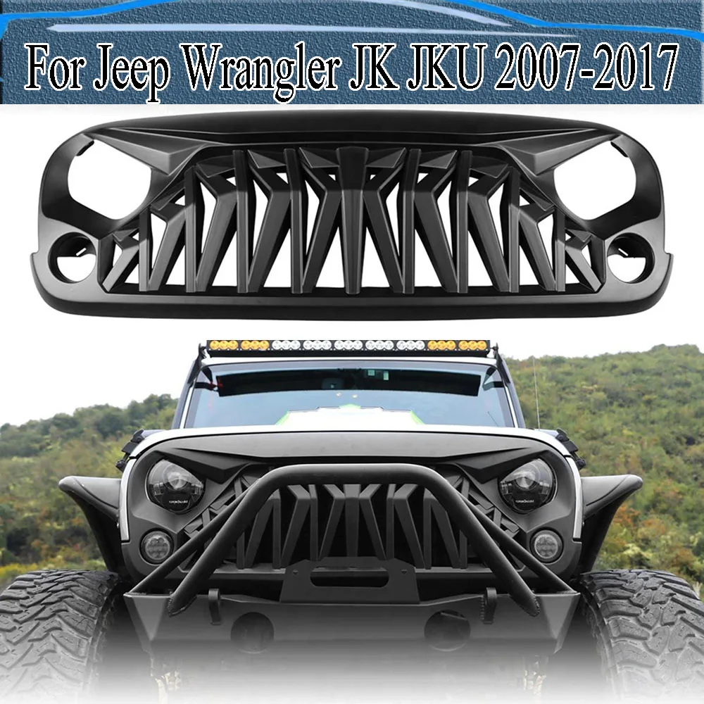 

Front Grille Car Accessory Pickup Racing Grills Front Bumper Mesh 4X4 Off Road Modified Grill For Jeep Wrangler JK JKU 2007-2017