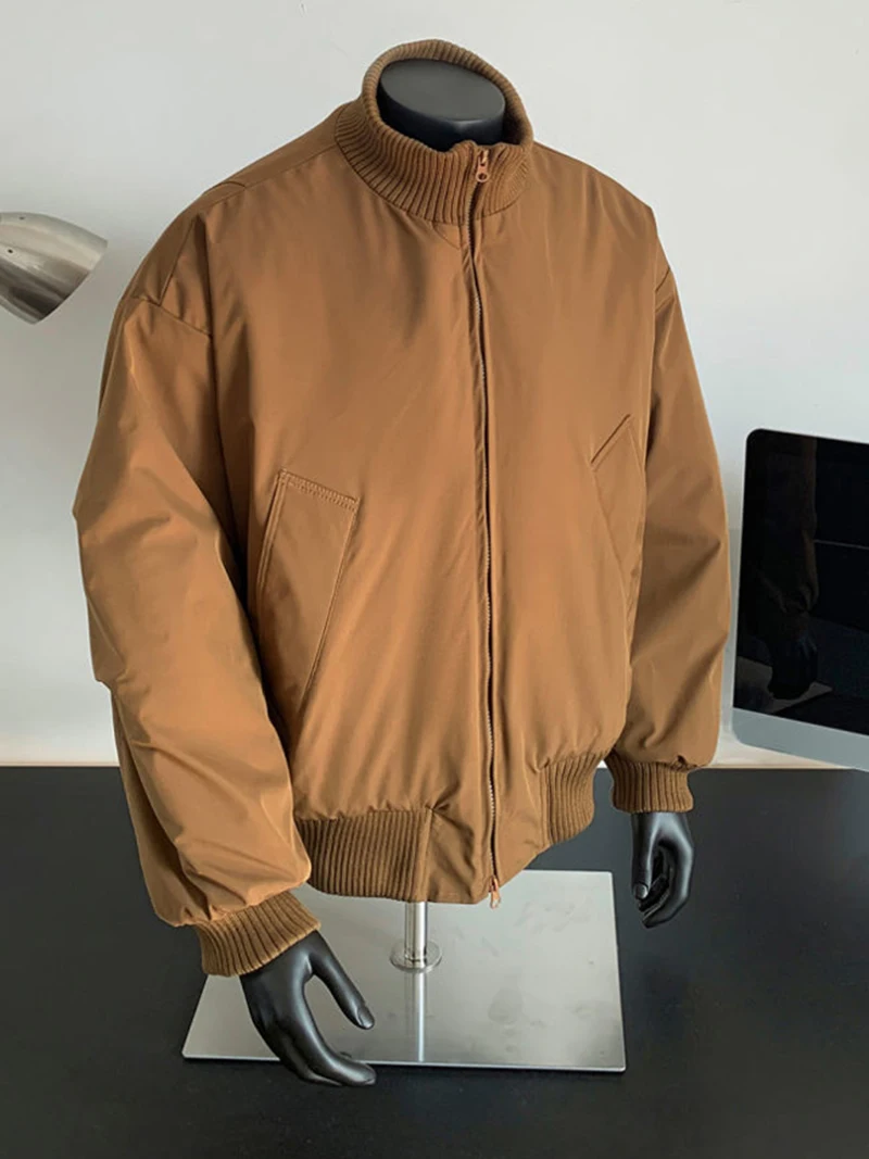 韓国ファッション冬ジャケットメンズカジュアル綿入りジャケットストリートウェアスリムフィットかさばらないスタイリッシュなボンバージャケット保温トレンド