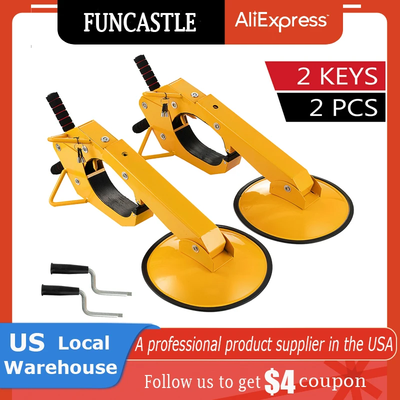 

2PCS Heavy Duty Anti-Theft Wheel Locks Clamp Auto Car Theft Lock With 4 Keys 2 Cranks Suit for Tire Diameter 11.81-35.43 Inch