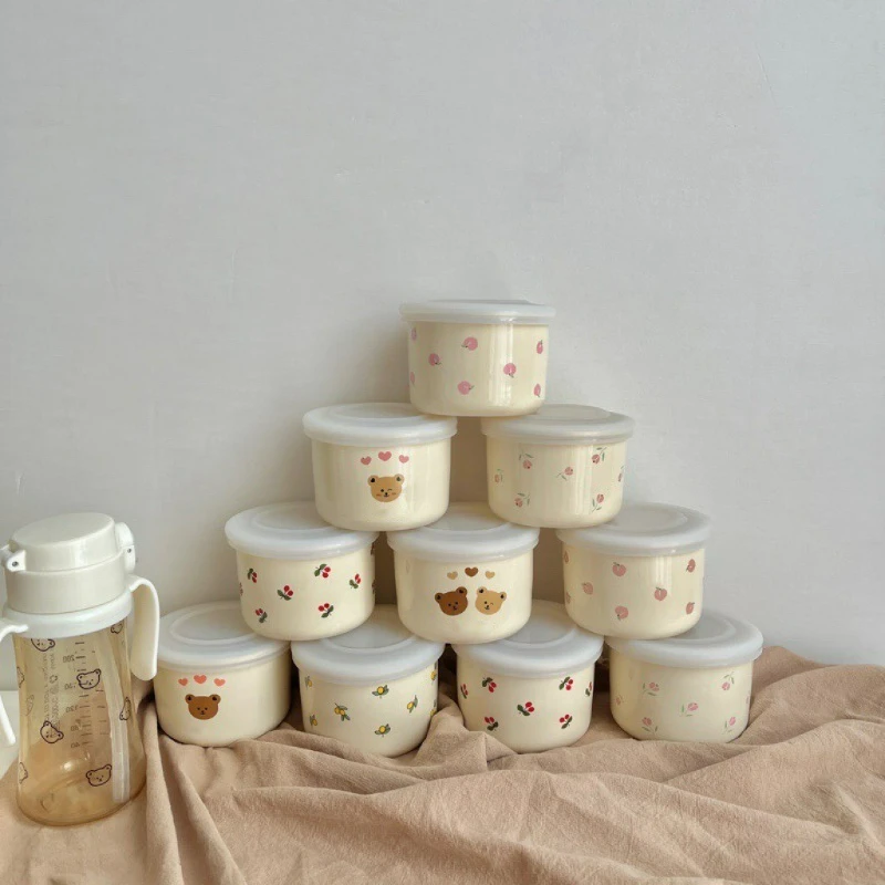 

Детская миска для кормления в стиле INS, керамическая детская посуда для обучения еде, с изоляцией и сохранением свежести