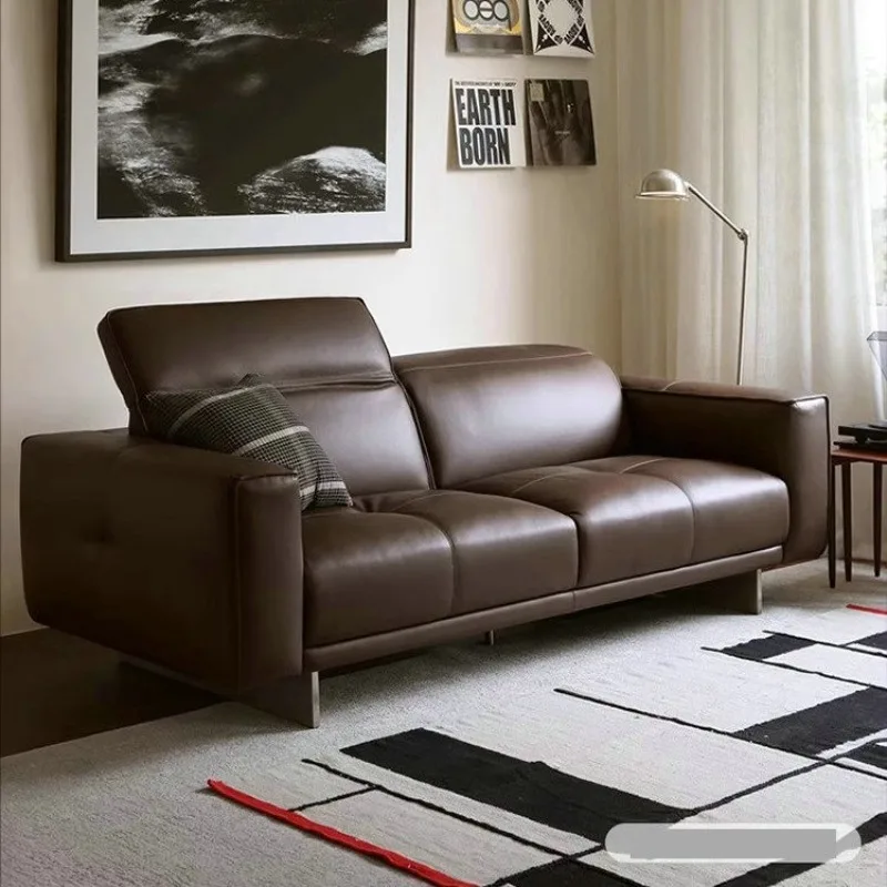 

Medieval retro style sofa living room small apartment high reliable head adjustable leather sofa