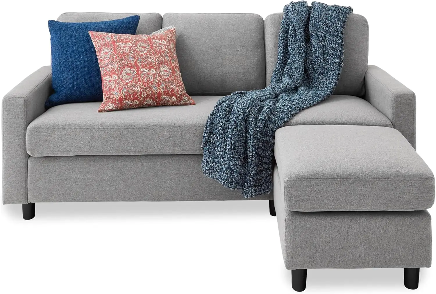 Upholstered Sectional Sofa for Home, Apartment, Dorm, Bonus Room, Compact Spaces w/Chaise Lounge