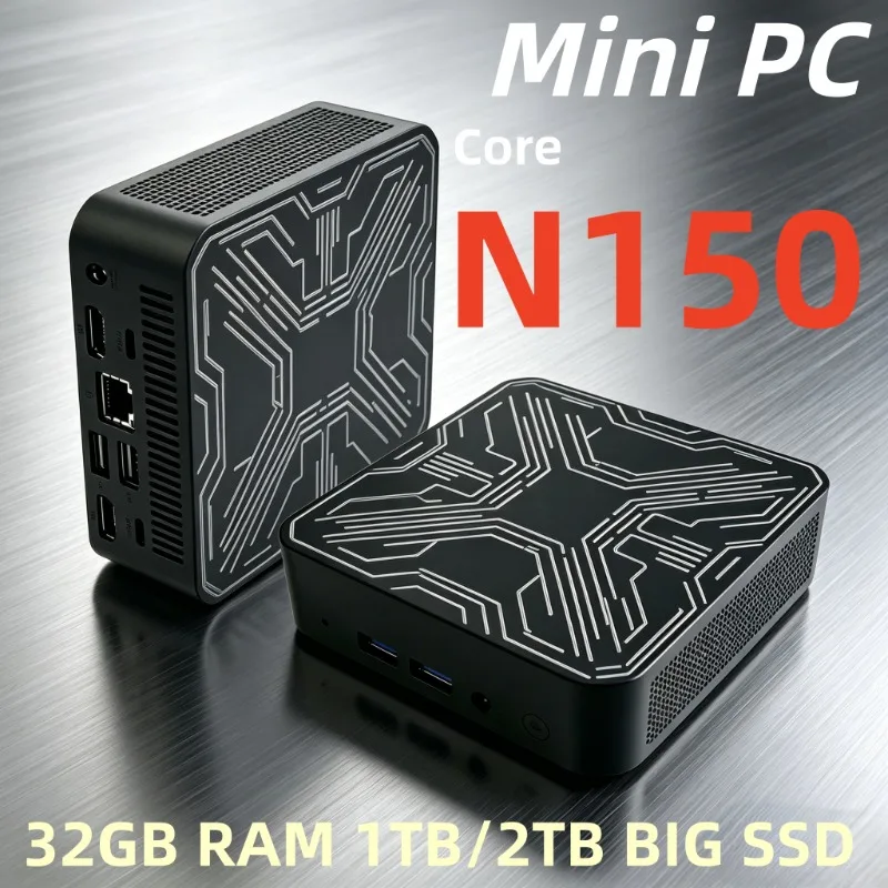 

Core N150 WiFi6 BT5.2 Dual Gigabit Ports New Portable Mini Desktop PC Triple 4K Multi Display Compact Office Business Host Unit