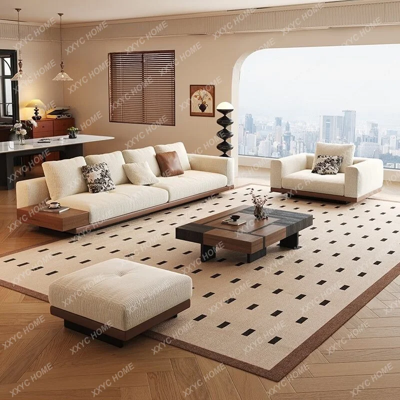 Simple retro chenille fabric Connelly sofa straight row guest dismantling and washing living room sofa in the ancient style