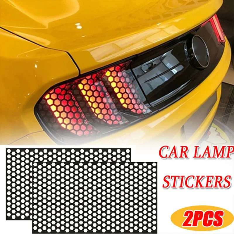 Honeycomb Car Sticker Cut-out Hollow Auto Lamp Film Grid Side Shield Headlamp Taillight Film Decals Car Wrap Sticker 48*30cm