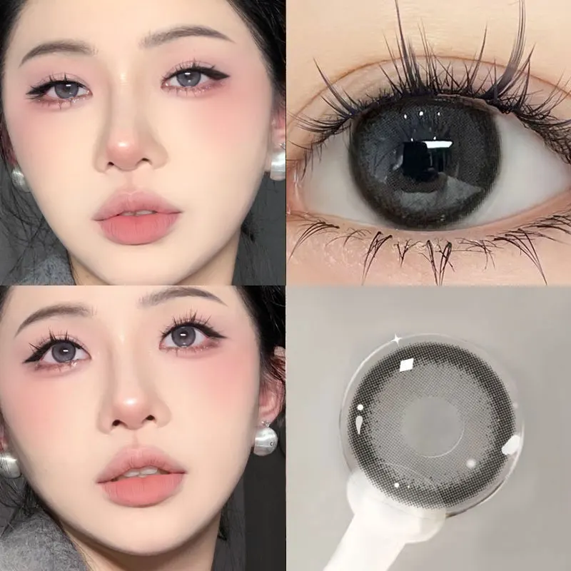 KSSEYE 2PCS Korea Colored Contact Lenses Myopia  Degree -0.00 to -8.00 Blue Eyes Beauty Pupil  Makeup Gray Lens Fast Shipping