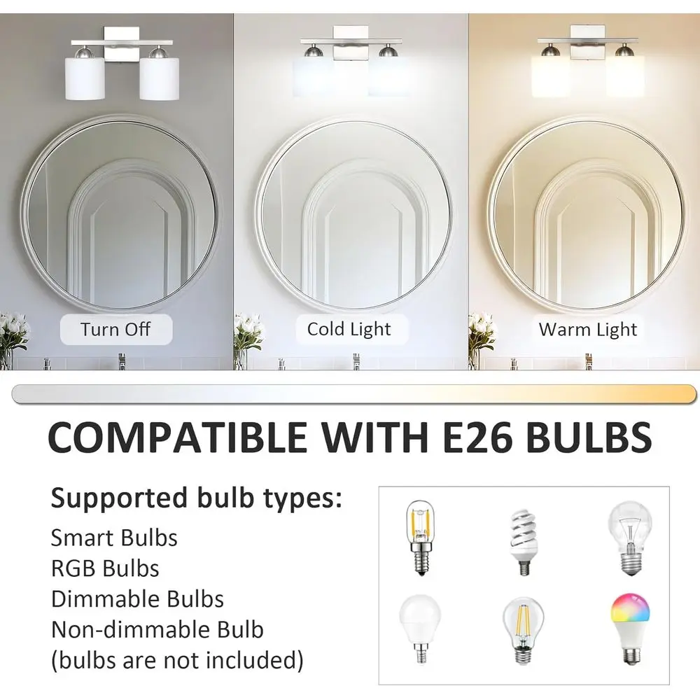 Современные светильники для туалетного столика в фермерском доме с белыми стеклянными абажурами для ванной комнаты, светильниками над зеркалом, розетками E26