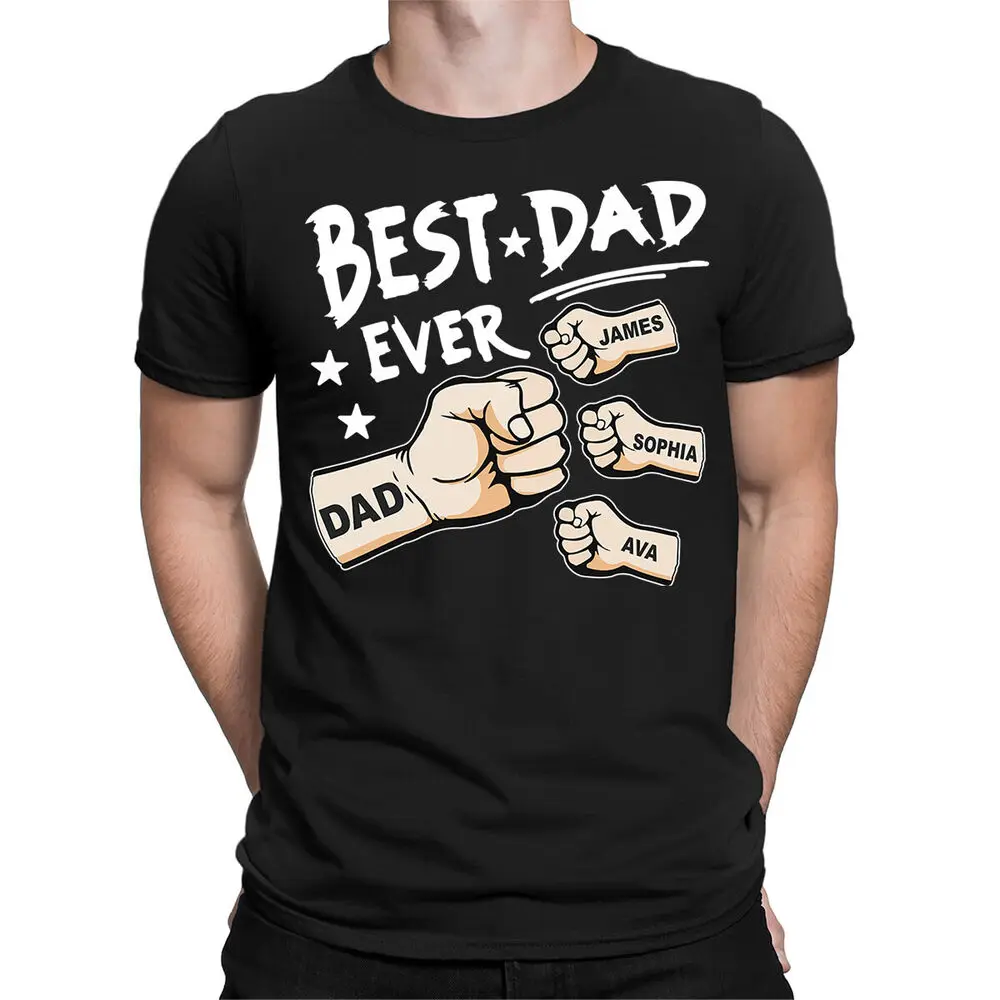 Personalised Best Dad Ever Fathers Day T Shirt Birthday Novelty Tee #V#FD#TA-58