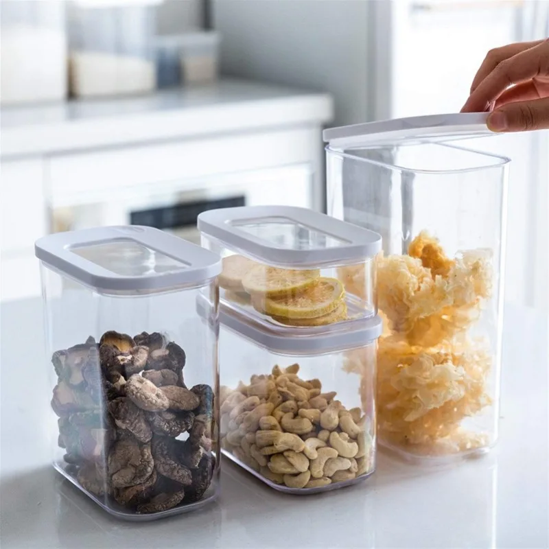 Clear Grain Container Transparent Food Cereal Box Sealed Rice Tank Air Tight Coffee Bean Storage Jar Organizer Kitchen Tools