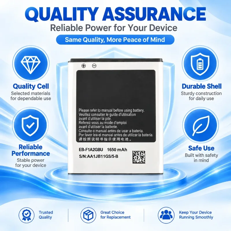 Replacement Phone Battery for Samsung Galaxy S2 I9100 I9108, Model EB‑F1A2GBU Third‑party Replacement Spare Battery