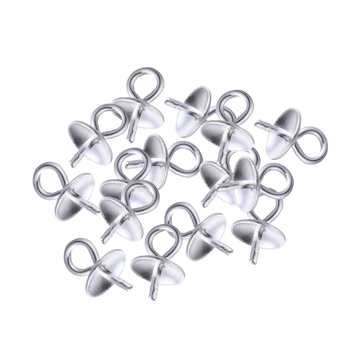 

20Pcs 4mm Pearl Cup Pendant Connectors Silver Jewelry Making Findings for Crafting Beautiful Necklace Bracelet Designs