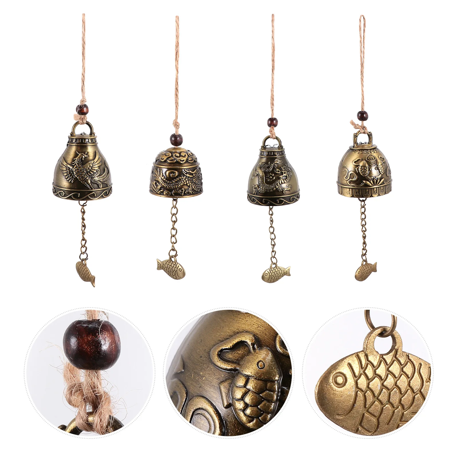

4pcs Metal Wind Chime Decorations Durable Practical Sweet Sound Hanging Outdoor Indoor Garden Yard Car Gifts Ideas
