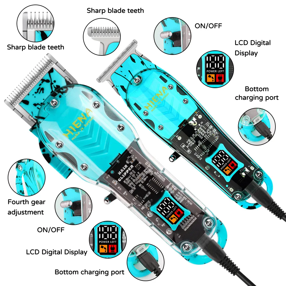 

Мощная электрическая машинка для стрижки волос, набор с ЖК-дисплеем, беспроводной триммер для волос, профессиональная машина для стрижки волос, модные машинки для стрижки волос