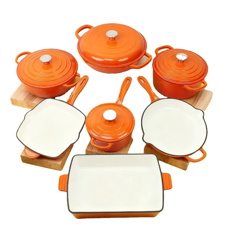 Enamel Cast Iron Dutch Oven Casserole Sturdy Oven Safety Pot Cooking Kichen asesories Non-Stick Cast Iron Cookware Set