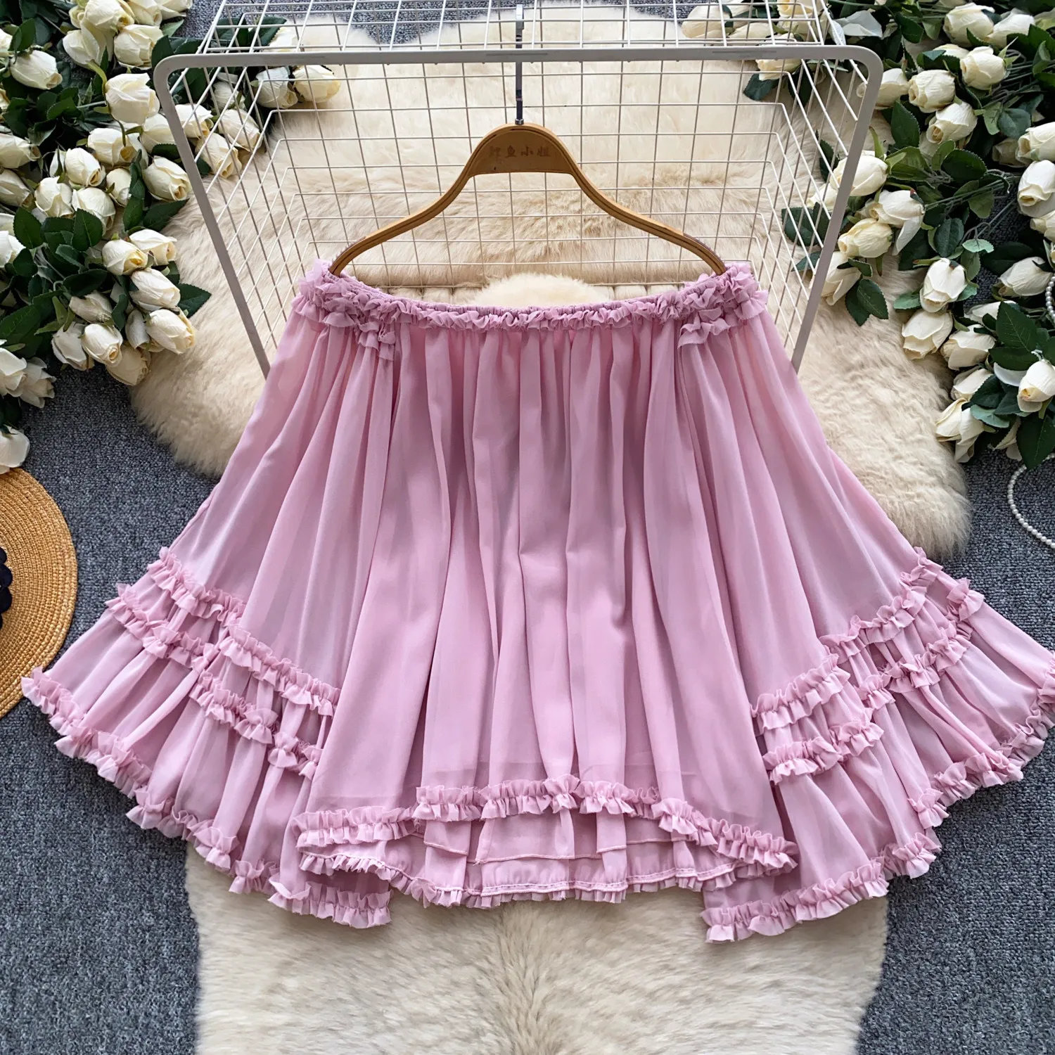 Women Chic Elegant Korean Off Shoulder Ruffle Blouse Autumn Vintage Loose Fit Shirt  Gentle  Top
