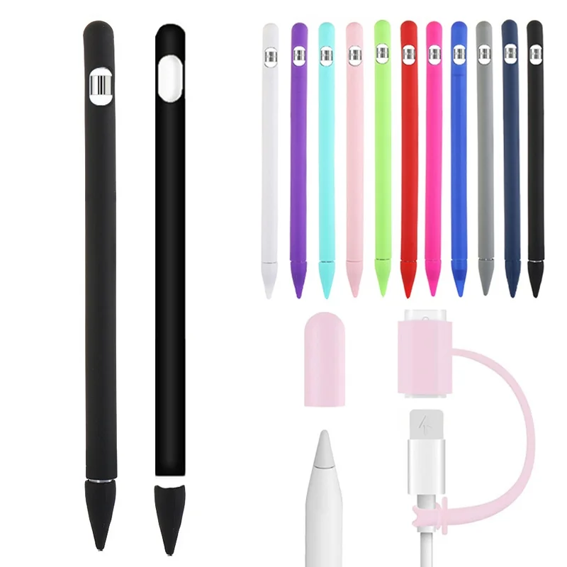 

Красочный мягкий силиконовый чехол 4 в 1, чехол для Apple Pencil 1-го поколения, чехол для iPad, планшета, сенсорной ручки, стилуса, защитный чехол