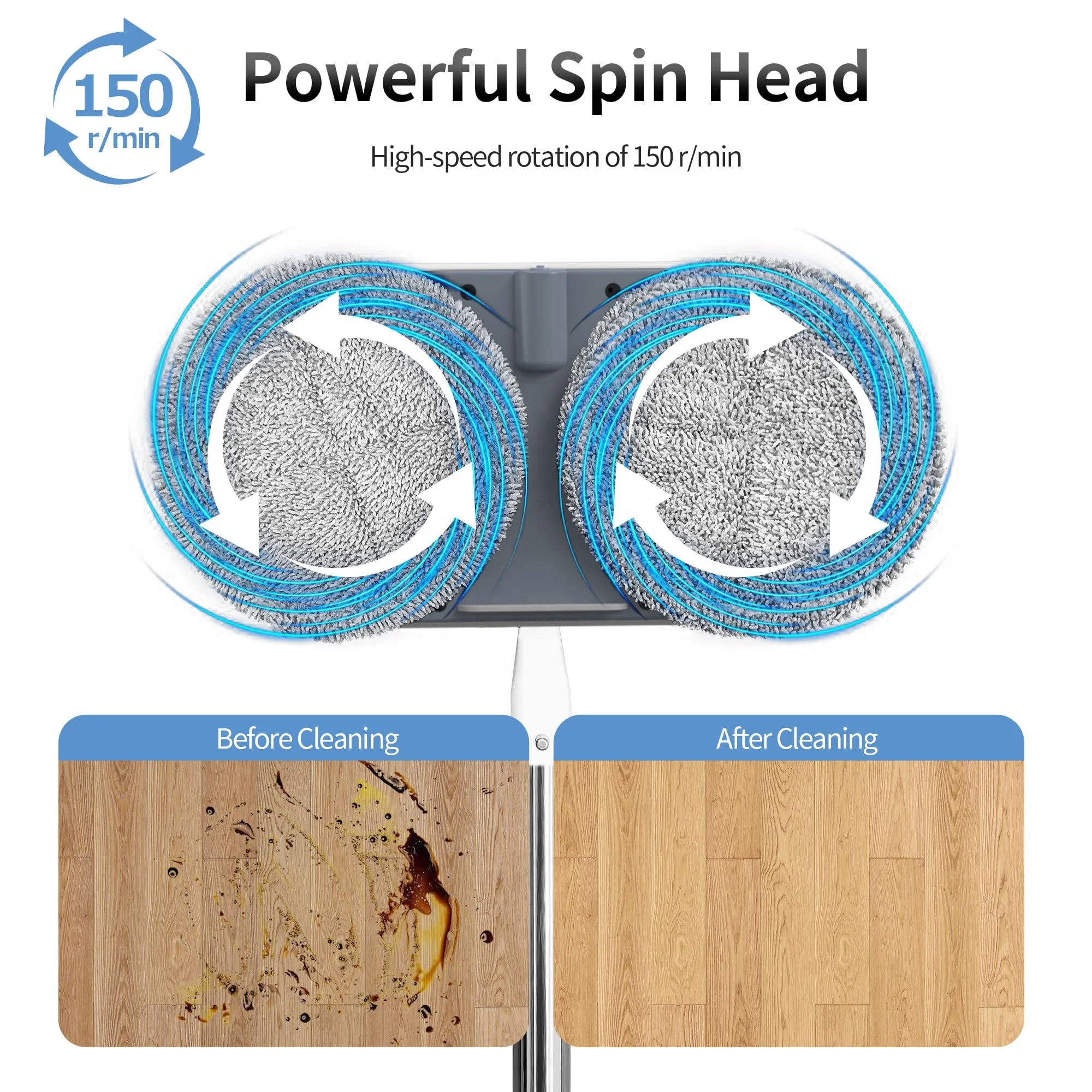 منظف الأرضيات اللاسلكي القابل لإعادة الشحن 2025 - ممسحة كهربائية مع خزان المياه ووظيفة الرش، قضيب قابل للتعديل للتنظيف العميق