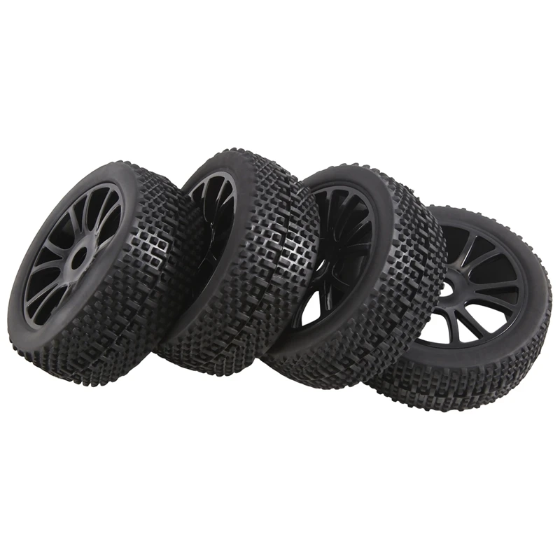 RC 1:8 Off Road Car Buggy Rubber Tires & Plastic Wheel Rims HUB HEX 17 Mm 81-801 Replacement Parts Accessories